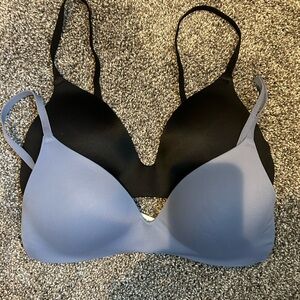 Victoria's Secret Black and Steele Blue Bra Duo